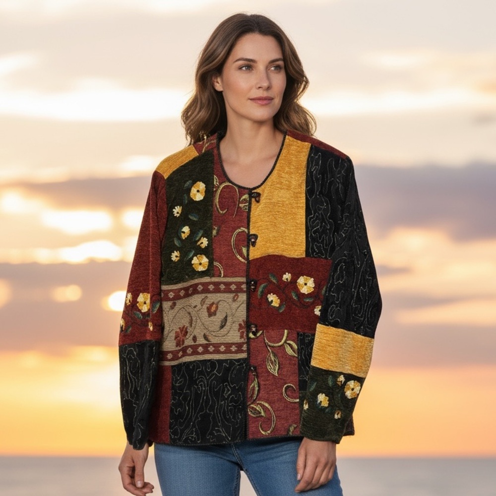 Ultimate Vintage Tapestry Jacket L | Patchwork Floral Embroidered Grandmacore - Picture 12 of 12